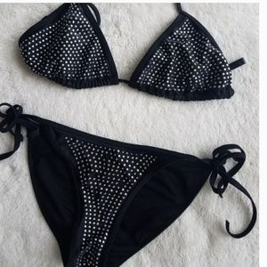 Black studded  2pc swimsuit